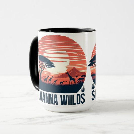 Serene Orange Retro Giraffe Savanna Wilds マグカップ (正面左)