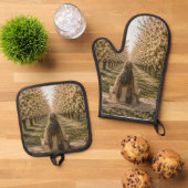 Serene Orchard Oven Mitt & Pot Holder Set | Romant 鍋つかみ&鍋敷きセット (トップダウン)