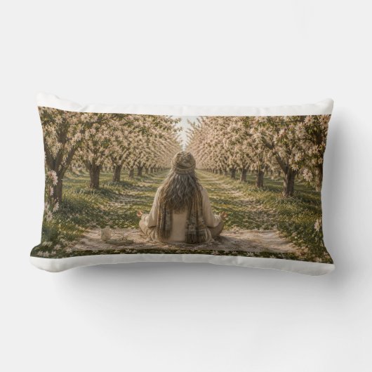 Serene Orchard Pillow | Romantic Blossoming Trees ランバークッション (正面)