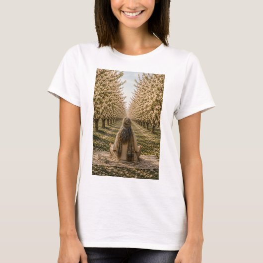 Serene Orchard Walk T-Shirt | Romantic Autumn Natu Tシャツ (正面)