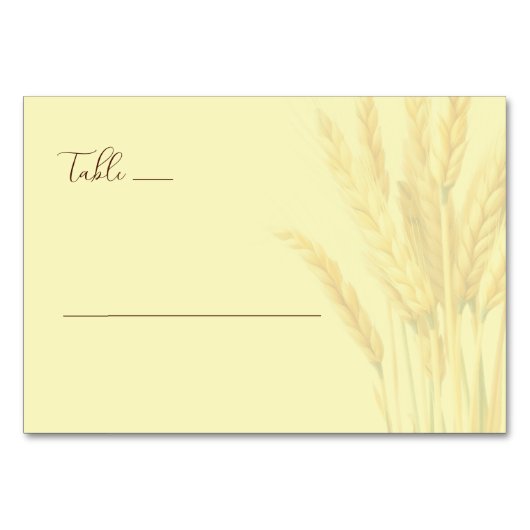 Serene Pale Yellow Watercolor Wheat テーブルナンバー (正面)