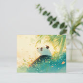 Serene Panda in Sunlit Bamboo Forest ポストカード (スタンド正面)