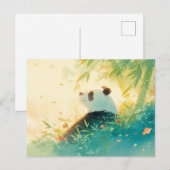 Serene Panda in Sunlit Bamboo Forest ポストカード (正面/裏面)