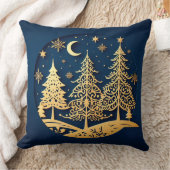 Serene Papercut Pines – Moonlit Forest クッション (ブランケット)