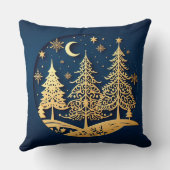 Serene Papercut Pines – Moonlit Forest クッション (裏面)