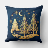 Serene Papercut Pines – Moonlit Forest クッション (正面)