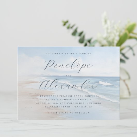 Serene Pastel Beach Waves 招待状 (スタンド正面)