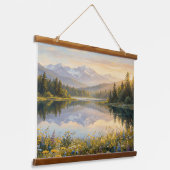 Serene Pastel Landscape Tapestry – Mountains, Lake 吊り下げ型タペストリー (傾斜あり)