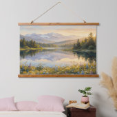 Serene Pastel Landscape Tapestry – Mountains, Lake 吊り下げ型タペストリー (寝室)
