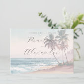 Serene Pastel Watercolor Beach Waves 招待状 (スタンド正面)