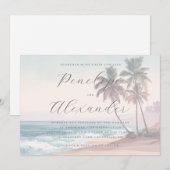 Serene Pastel Watercolor Beach Waves 招待状 (正面/裏面)