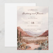 Serene Pastel Watercolor Desert Landscape 招待状 (正面/裏面)