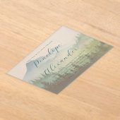 Serene Pastel Watercolor Mountains アクリル招待状 (レイダウン)