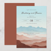 Serene Pastel Watercolor Mountains 招待状 (正面/裏面)