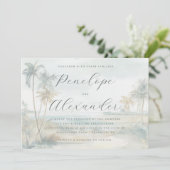 Serene Pastel Watercolor Palm Trees 招待状 (スタンド正面)