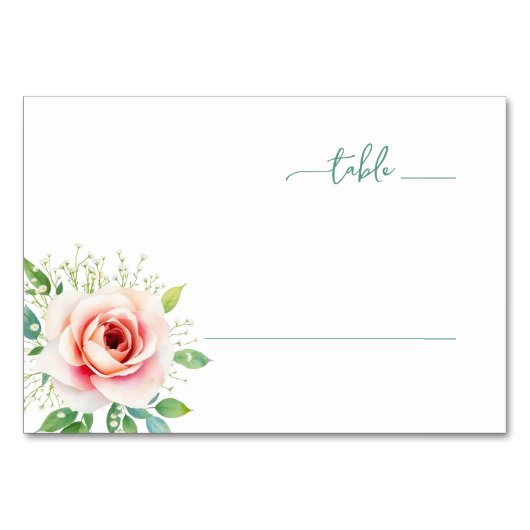 Serene Pastel Watercolor Rose テーブルナンバー (正面)