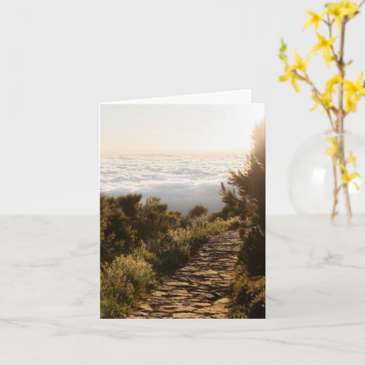 Serene path above the clouds with golden sunrise カード (黄色い花)