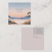 Serene Peach Blue Landscape Gold Frame Artistic スクエア名刺 (正面/裏面)