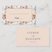 Serene Peach Vintage Floral プレイスカード (正面/裏面)