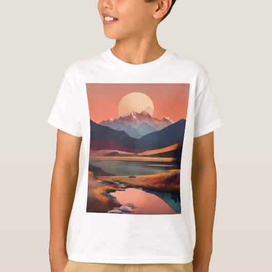 Serene Peaks：ミニマルな風景Tシャツ Tシャツ (正面)