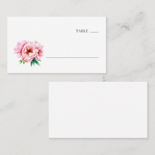 Serene Pink Floral Minimalist プレイスカード (正面/裏面)