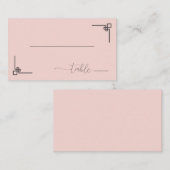 Serene Pink Minimalist Table Illustration プレイスカード (正面/裏面)