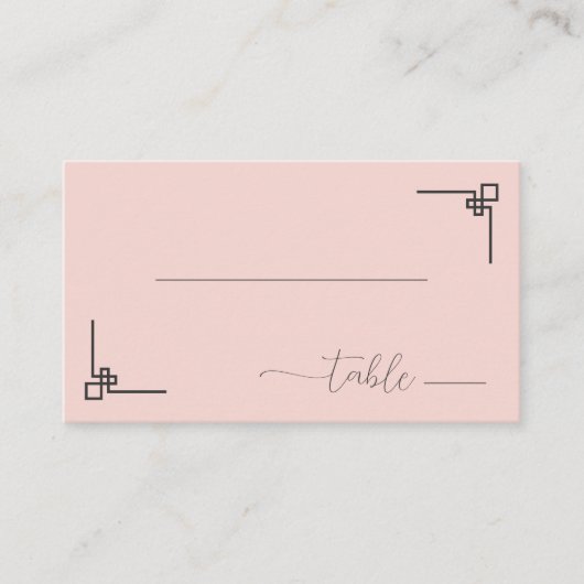 Serene Pink Minimalist Table Illustration プレイスカード (正面)
