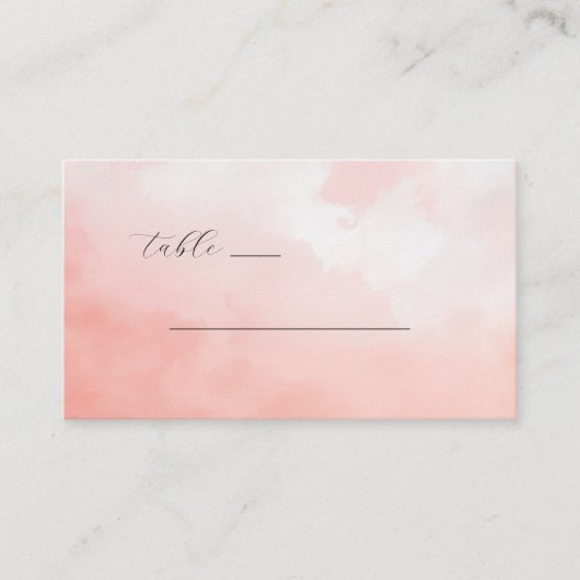 Serene Pink Watercolor Table Sign プレイスカード (正面)