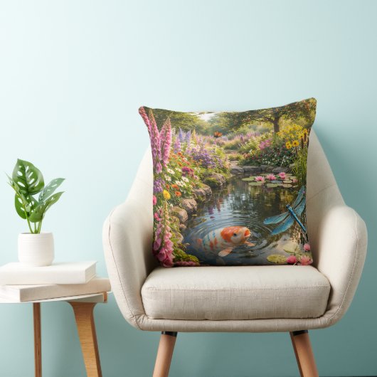 Serene pond life pillow クッション (椅子)