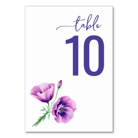 Serene Purple Botanical Table Card テーブルナンバー (正面)