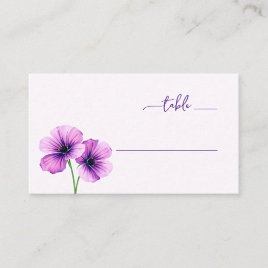 Serene Purple Floral プレイスカード (正面)