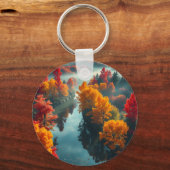 Serene River Shore Reflection Nature Art キーホルダー (裏面)