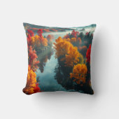 Serene River Shore Reflection Nature Art クッション (正面)