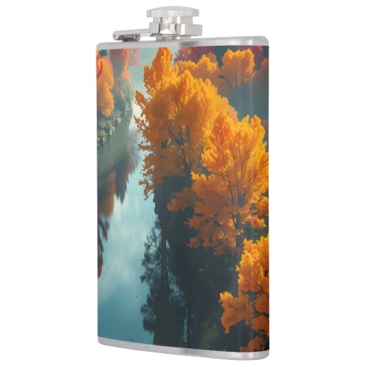 Serene River Shore Reflection Nature Art  フラスク (左)