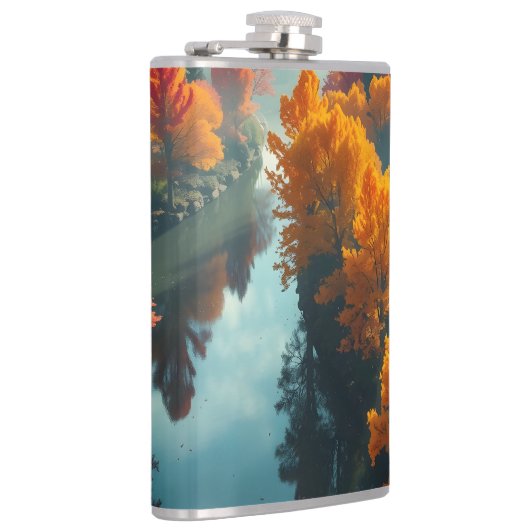 Serene River Shore Reflection Nature Art フラスク (右)