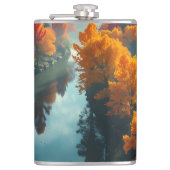 Serene River Shore Reflection Nature Art フラスク (正面)
