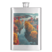 Serene River Shore Reflection Nature Art フラスク (正面)