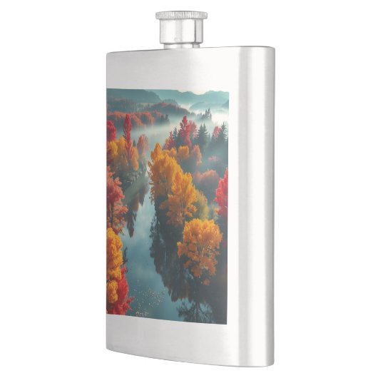 Serene River Shore Reflection Nature Art  フラスク (左)