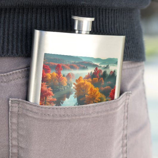 Serene River Shore Reflection Nature Art  フラスク (インサイチュ)