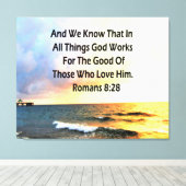 SERENE ROMANS 8:28聖なる書物、 経典 キャンバスプリント (インサイチュ (ウッドフロア))