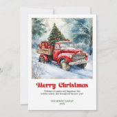 Serene Rustic Red Truck Winter Scene Greeting Card シーズンカード (正面)