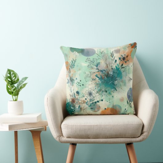 Serene Sage Botanical Throw Pillow クッション (椅子)
