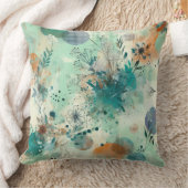 Serene Sage Botanical Throw Pillow クッション (ブランケット)