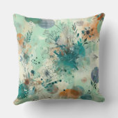 Serene Sage Botanical Throw Pillow クッション (裏面)