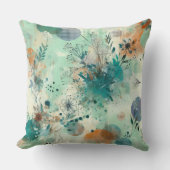 Serene Sage Botanical Throw Pillow クッション (正面)