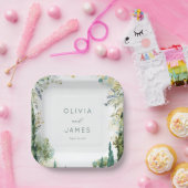 Serene Sage Watercolor Florals ペーパープレート (パーティー)