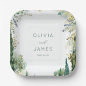 Serene Sage Watercolor Florals ペーパープレート (正面)