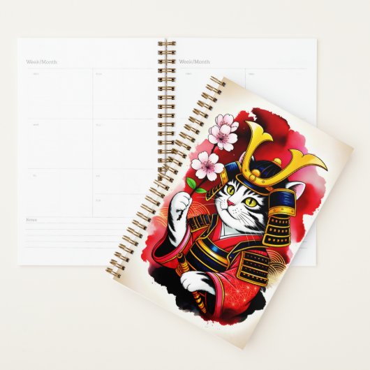 Serene Samurai Cat Cherry For Organization & Goal  プランナー手帳 (ディスプレー)