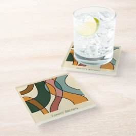 Serene Savanna Gentle Abstract Earthy Family Name ガラスコースター