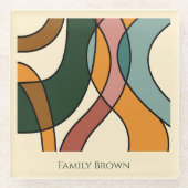 Serene Savanna Gentle Abstract Earthy Family Name ガラスコースター (正面)